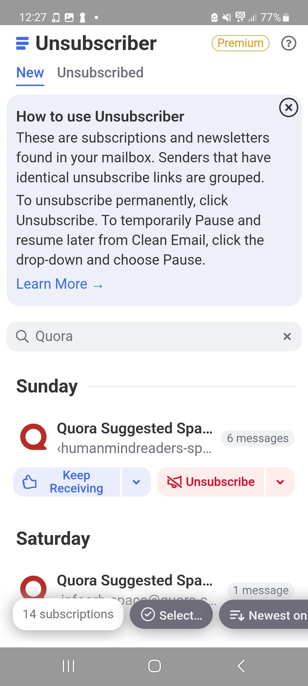 Инструмент отписки Clean Email