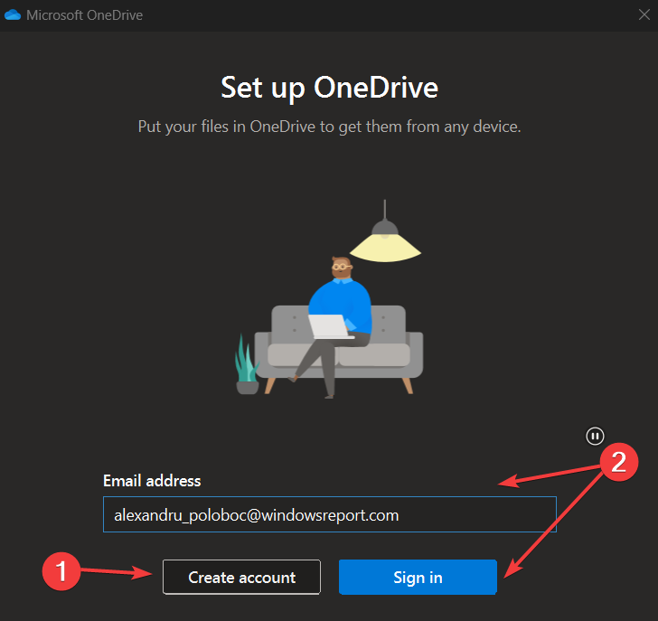 create account one drive