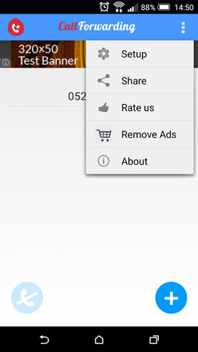 Экран приложения Call Forwarding с списком шаблонов номеров для переадресации