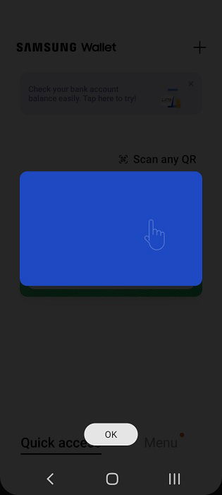 Оффлайн оплата с помощью Tap-and-Go в Samsung Wallet.