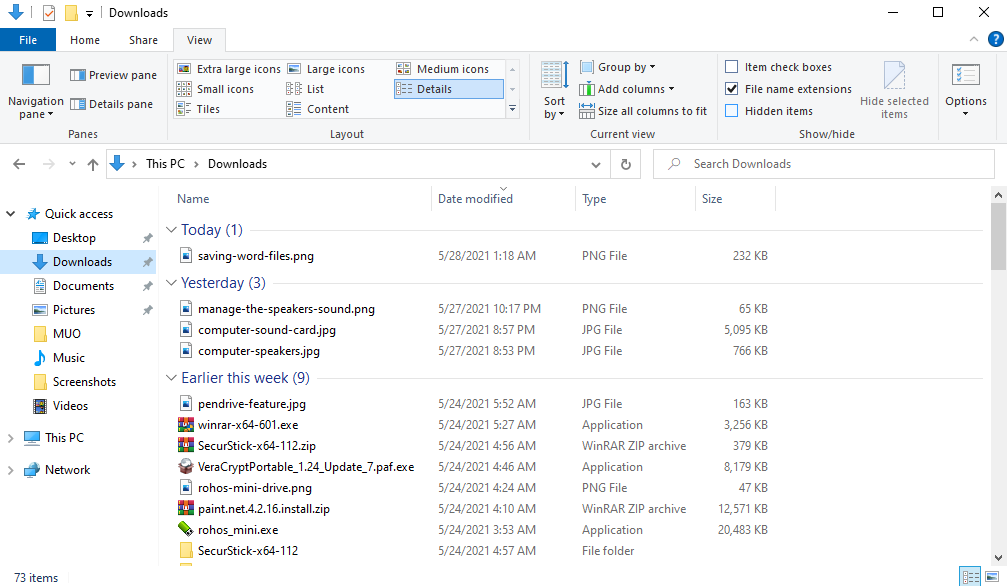 включение отображения скрытых файлов в Проводнике