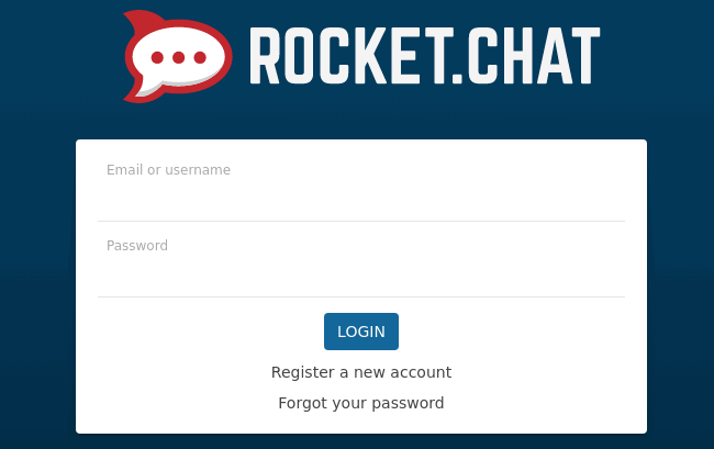 Страница регистрации Rocket Chat: форма и порт 3000