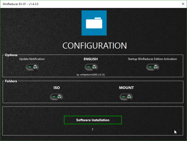 WinReducer: конфигурация и автозагрузка инструментов