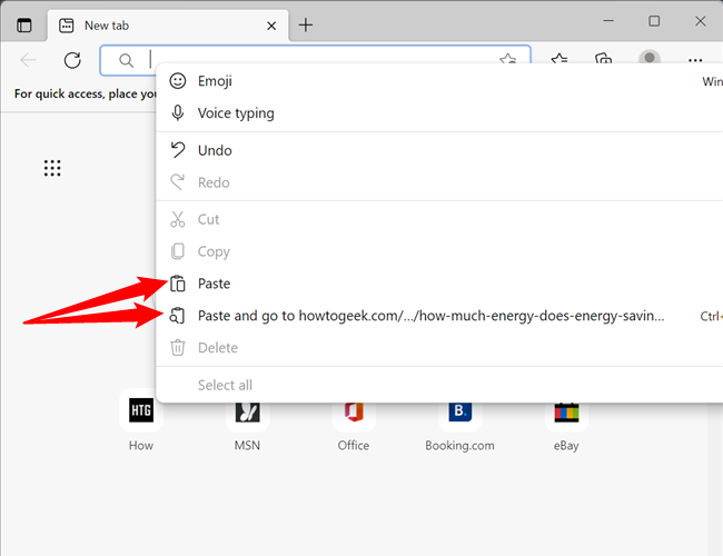 Правый клик в адресной строке и Вставить.