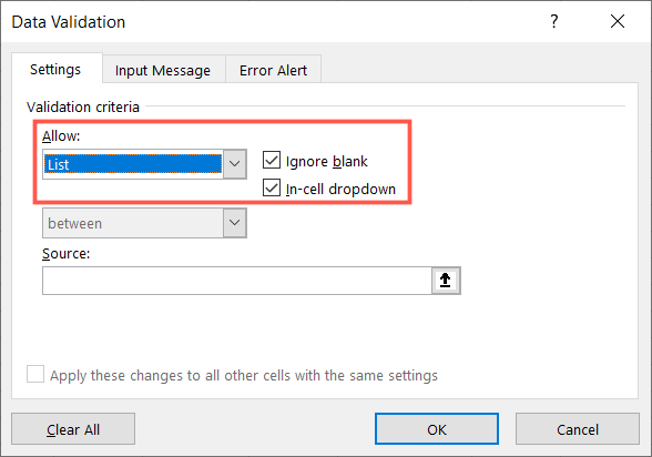 Select List and In-Cell Dropdown