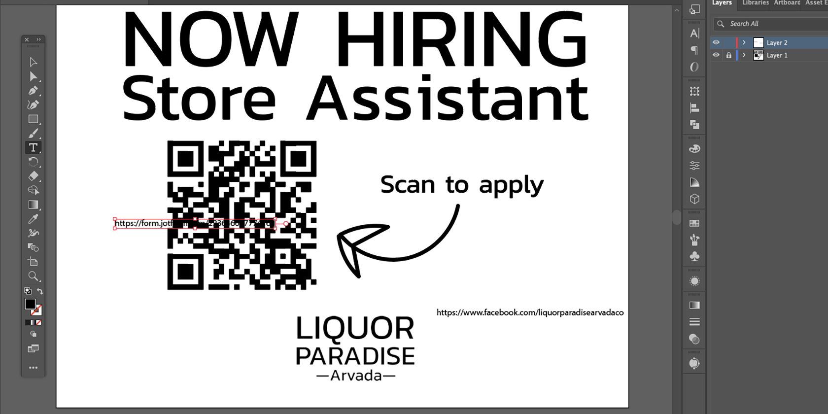 Text tool in Adobe Illustrator. Text is URL links.