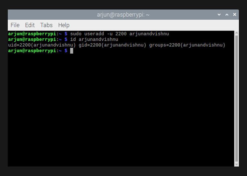 Создание нового пользователя с конкретным UID