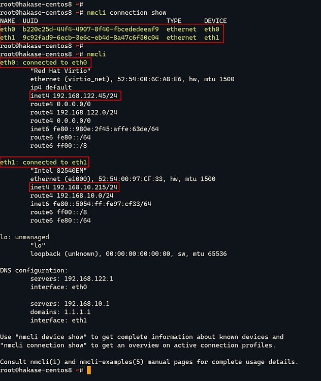 Вывод nmcli