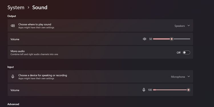 Настройки звука Windows 11