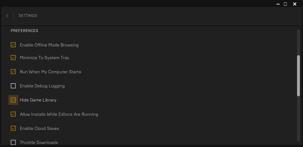 Как показать скрытую библиотеку игр в Epic Games