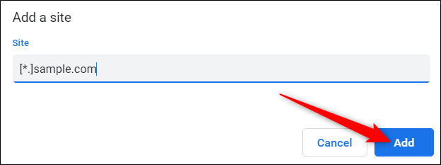 Введите URL сайта, который хотите заблокировать, затем нажмите Добавить