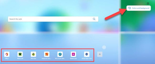 Новая вкладка в Kids Mode с ярлыками и детской темой