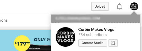 Переход в Creator Studio из меню аккаунта