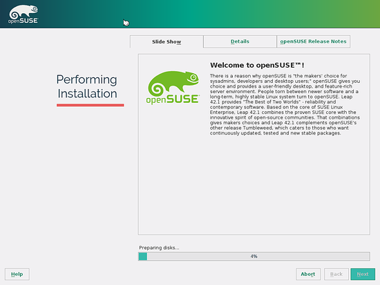 Процесс установки OpenSUSE Leap