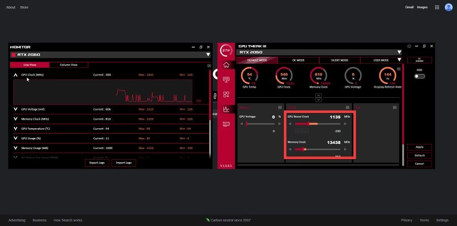 Снижение частот в ASUS GPU Tweak III