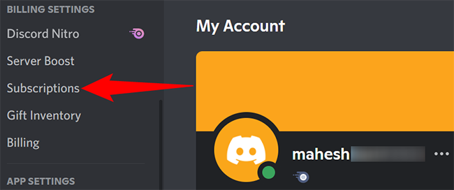 Выберите «Подписки» в левой боковой панели.