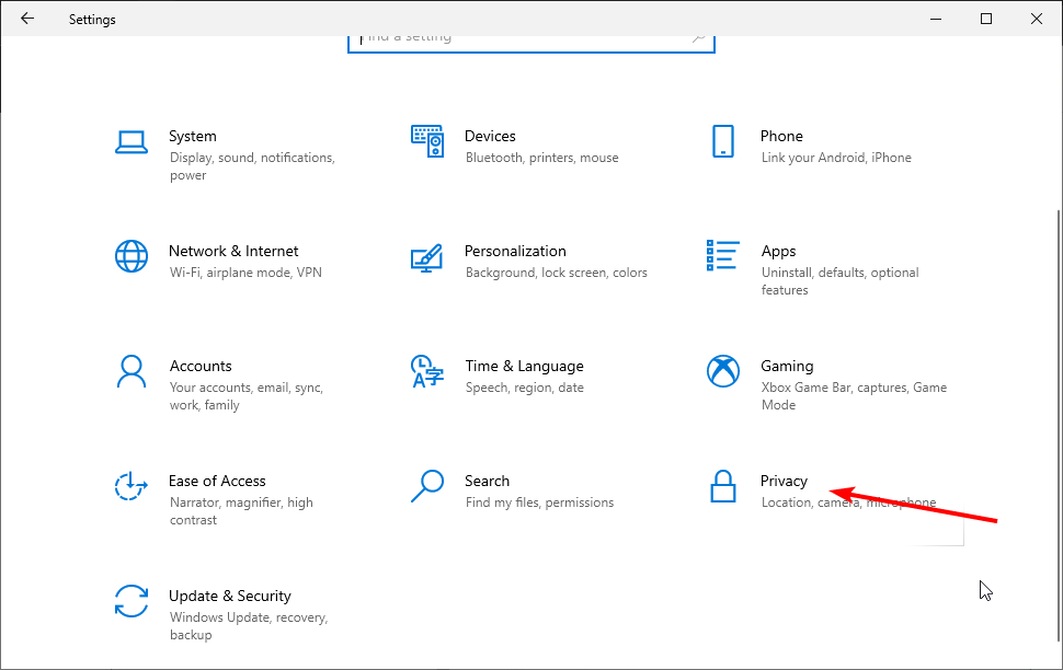 privacy option windows voice recorder not working