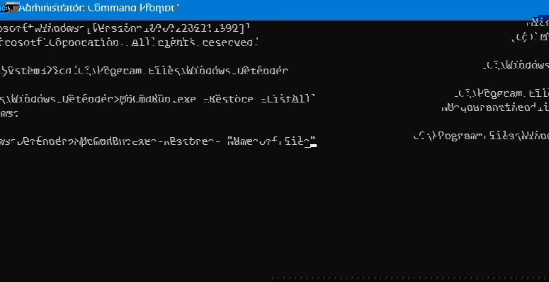 Восстановление карантинного файла по имени в Командной строке