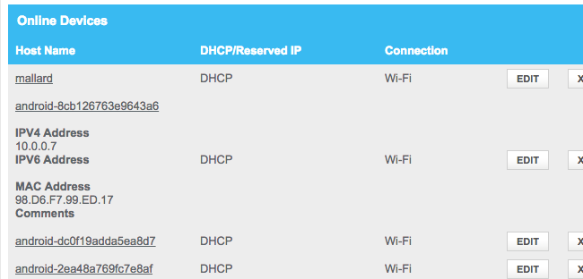 Просмотр деталей подключённого устройства в интерфейсе роутера.
