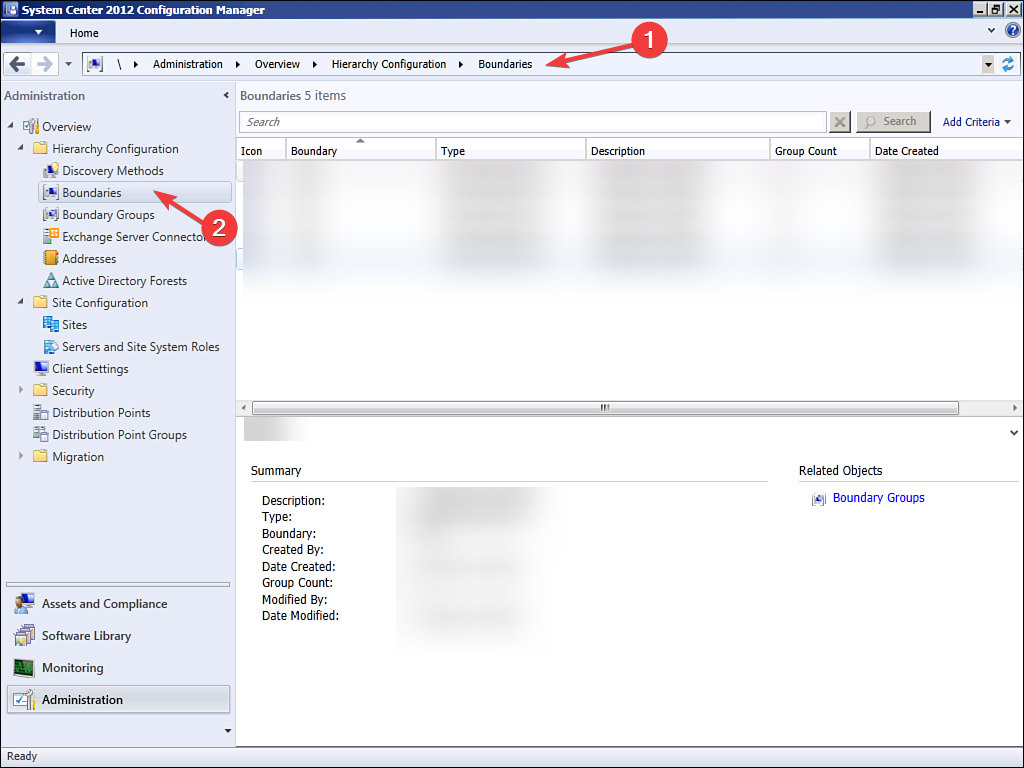 Проверка границ SCCM