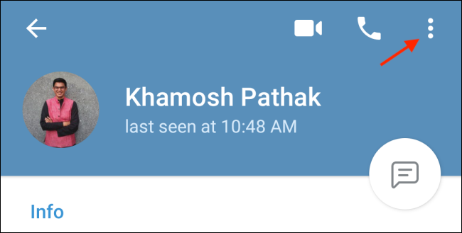 Меню профиля с опцией запуска секретного чата