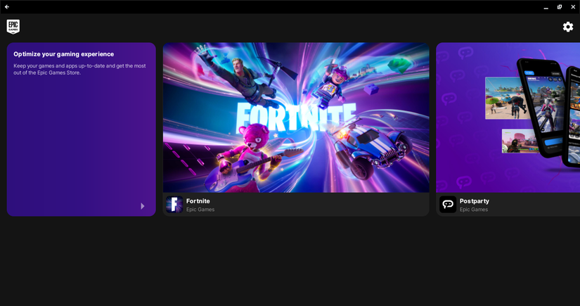 Открытие Fortnite в приложении Epic Games на Chromebook