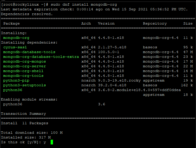 Установка MongoDB на Rocky Linux 8