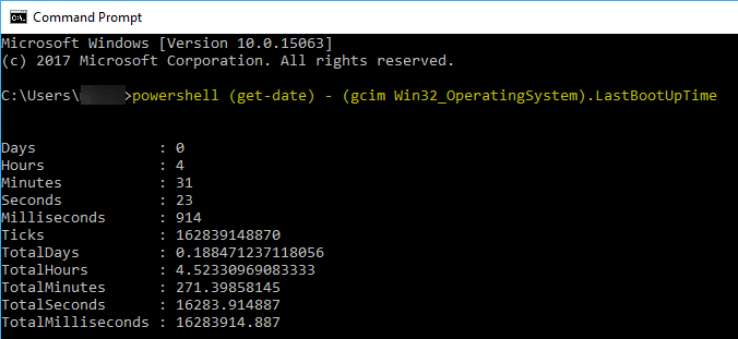 Результат выполнения команды PowerShell с расчётом времени работы