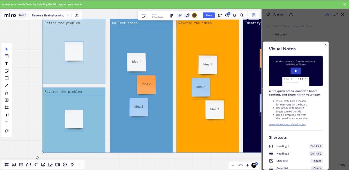 экран Miro с шаблонами и объектами