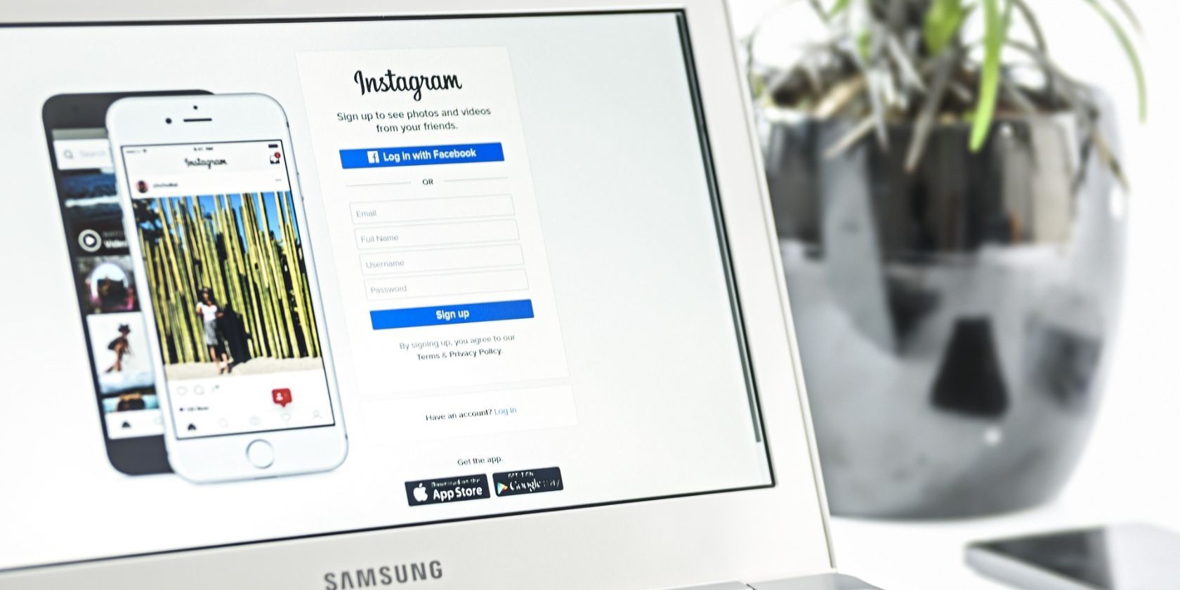Instagram on laptop