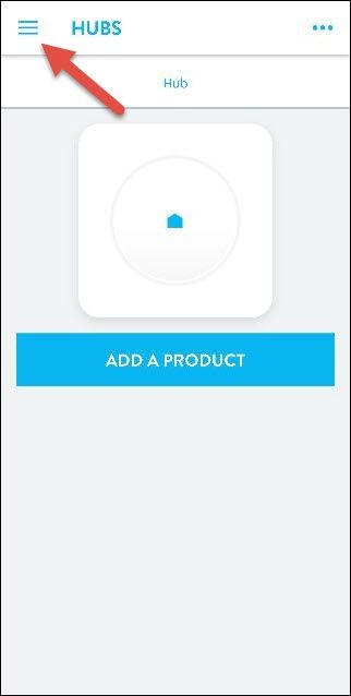 Экран приложения с меню в левом верхнем углу