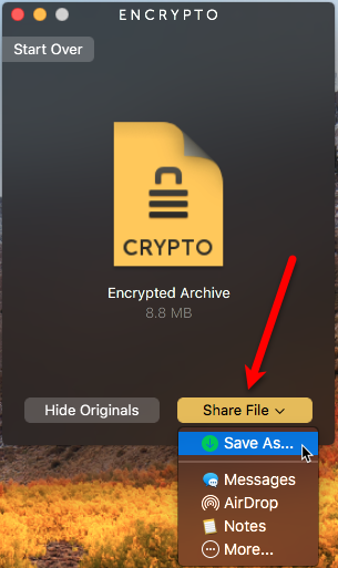 Общий экран Encrypto