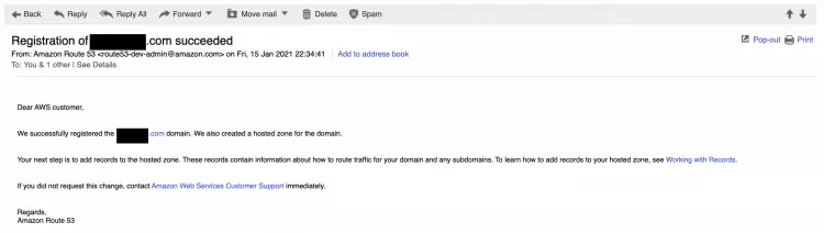 Подтверждение успешной регистрации