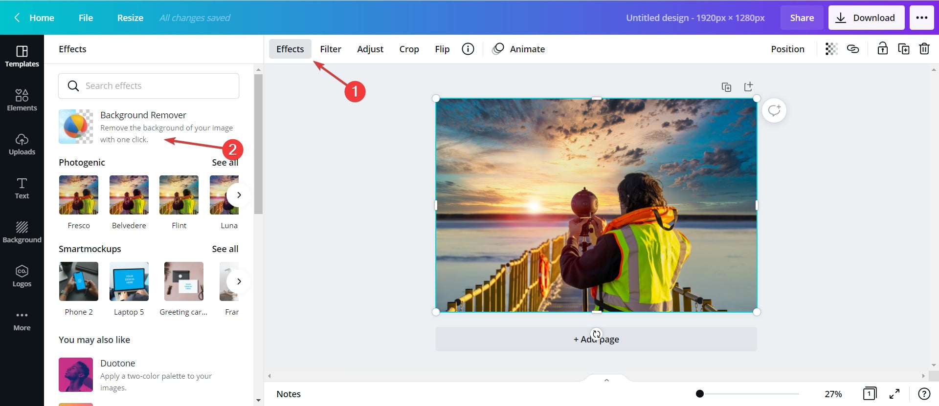 Инструмент Background Remover в Canva