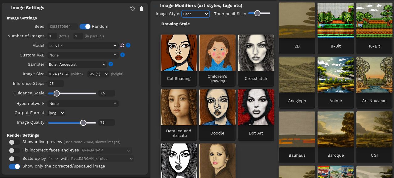 набор настроек Easy Diffusion