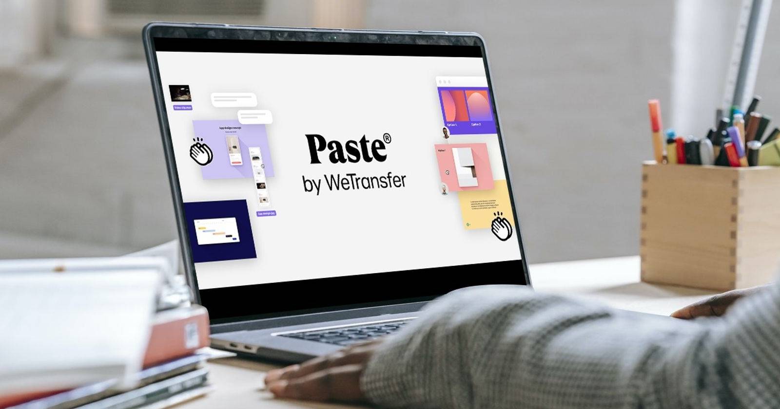 Paste by WeTransfer logo on laptop