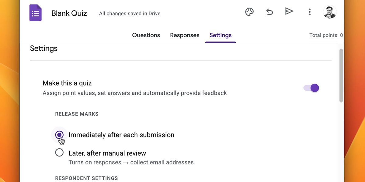 Вкладка настроек формы