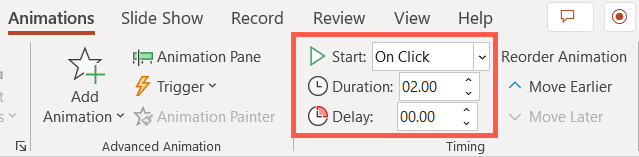Timing tools for animations