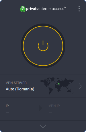 The main window of Private Internet Access