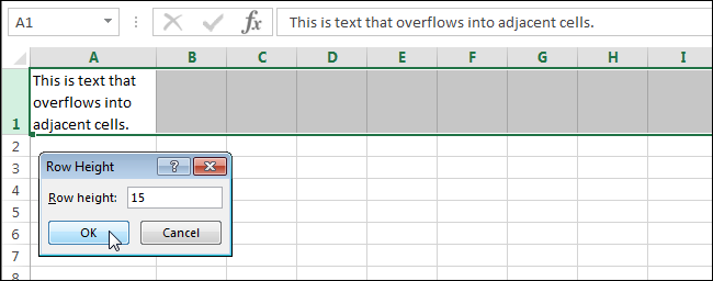 Установка высоты строки