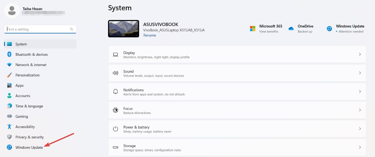 Переход в раздел Windows Update в Параметрах
