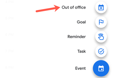 Пункт Вне офиса в меню создания события на мобильном