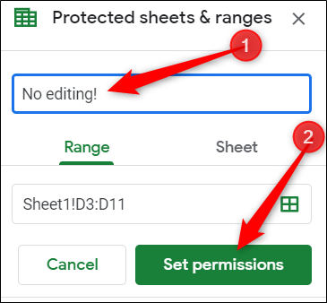 Enter a description, then click Set Permissions