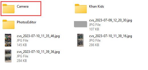 Папка Camera внутри DCIM с фото и видео