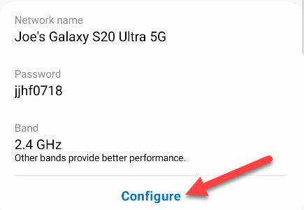 Кнопка «Настроить» в параметрах точки доступа