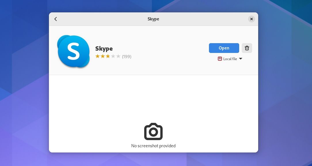 Установка Skype на Fedora — окно приложения и логотип