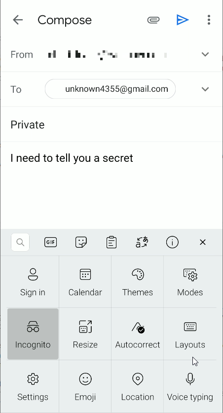 SwiftKey go Incognito