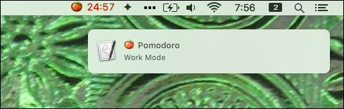 Плагин Pomodoro в строке меню