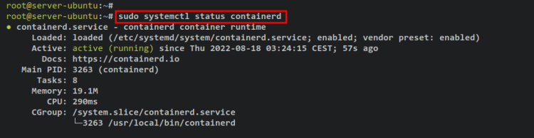 Статус сервиса containerd