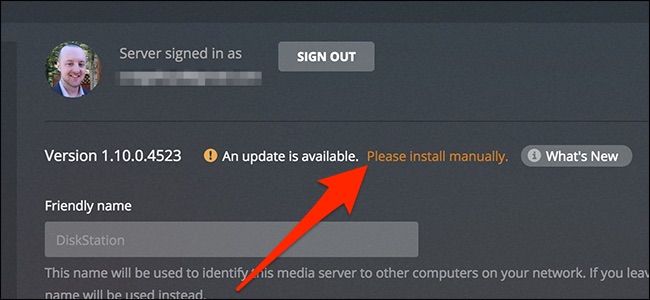Сообщение о доступном обновлении с ссылкой для ручной установки
